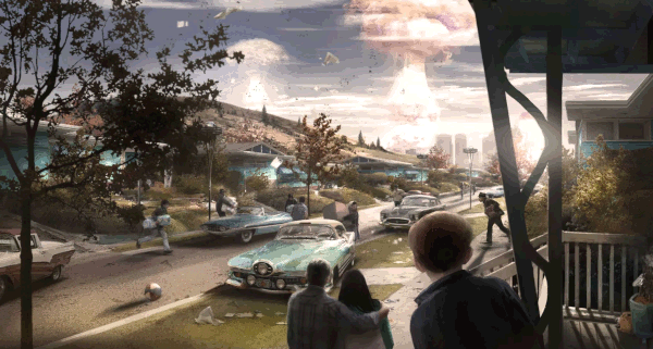 Fallout 4 with a Vault Dweller, Dogmeat and power armour