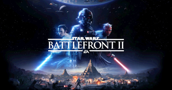 Officiële key art van Star Wars Battlefront II met Iden Versio, Rey en Darth Maul
