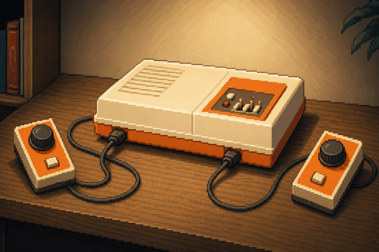 8-bit image of a Nintendo Color TV-Game with two controllers