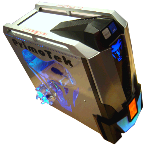 Foto van een retro desktop PC voor LAN-games